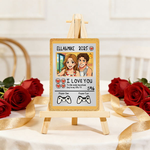 Personalized Valentine’s Day Power Couple Card, Custom Anniversary Card Couple Photo Anime Style, Best Valentine's Day Gift for Lover