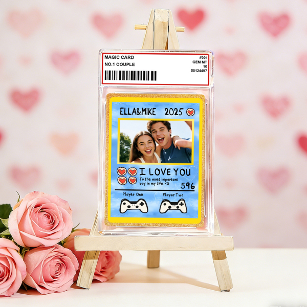Personalized Valentine’s Day Power Couple Card, Custom Anniversary Card Couple Photo Anime Style, Best Valentine's Day Gift for Lover