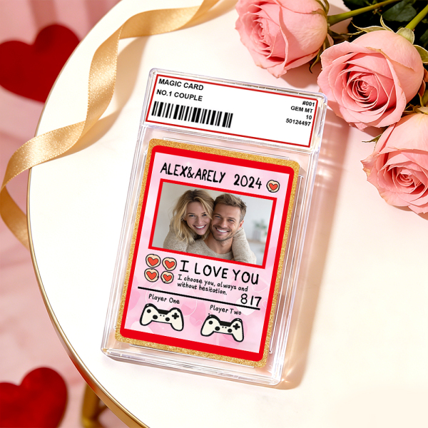 Personalized Valentine’s Day Power Couple Card, Custom Anniversary Card Couple Photo Anime Style, Best Valentine's Day Gift for Lover