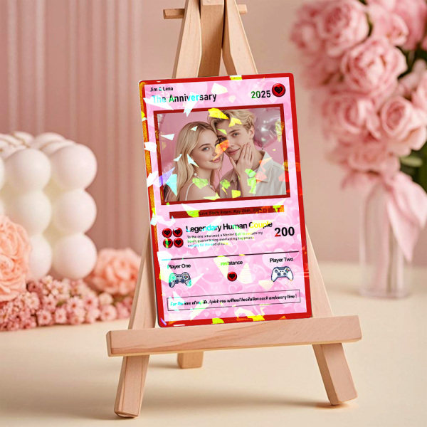 Personalized Valentine’s Day Power Couple Card, Custom Anniversary Card Couple Photo Anime Style, Best Valentine's Day Gift for Lover