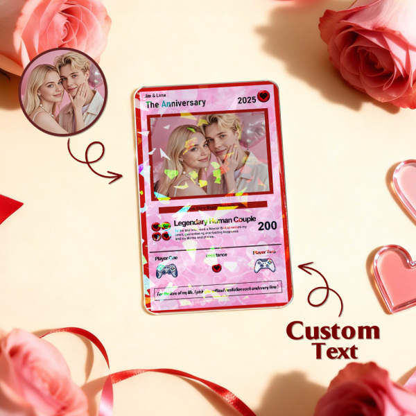 Personalized Valentine’s Day Power Couple Card, Custom Anniversary Card Couple Photo Anime Style, Best Valentine's Day Gift for Lover
