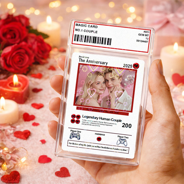 Personalized Valentine’s Day Power Couple Card, Custom Anniversary Card Couple Photo Anime Style, Best Valentine's Day Gift for Lover