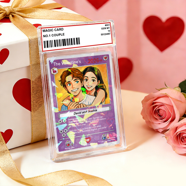 Personalized Valentine’s Day Power Couple Card, Custom Anniversary Card Couple Photo Anime Style, Best Valentine's Day Gift for Lover