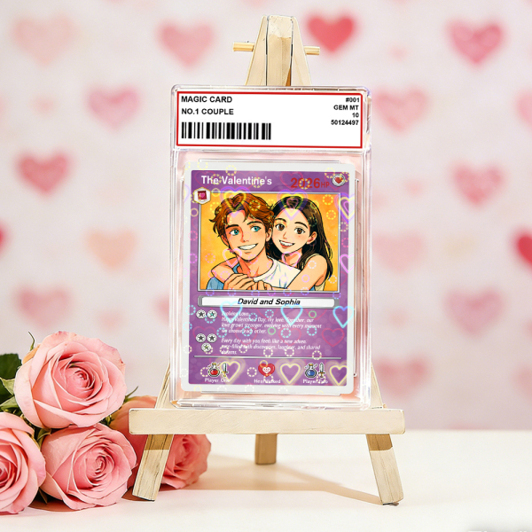 Personalized Valentine’s Day Power Couple Card, Custom Anniversary Card Couple Photo Anime Style, Best Valentine's Day Gift for Lover