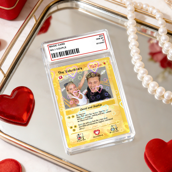Personalized Valentine’s Day Power Couple Card, Custom Anniversary Card Couple Photo Anime Style, Best Valentine's Day Gift for Lover