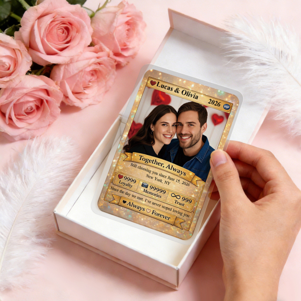 Personalized Valentine’s Day Power Couple Card, Custom Anniversary Card Couple Photo Anime Style, Best Valentine's Day Gift for Lover