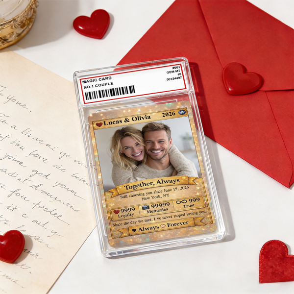 Personalized Valentine’s Day Power Couple Card, Custom Anniversary Card Couple Photo Anime Style, Best Valentine's Day Gift for Lover