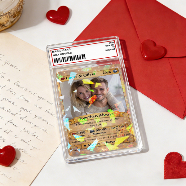 Personalized Valentine’s Day Power Couple Card, Custom Anniversary Card Couple Photo Anime Style, Best Valentine's Day Gift for Lover