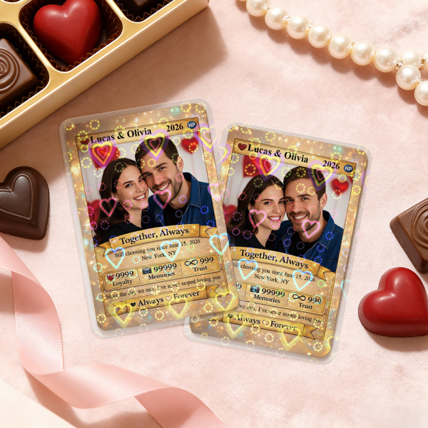 Personalized Valentine’s Day Power Couple Card, Custom Anniversary Card Couple Photo Anime Style, Best Valentine's Day Gift for Lover