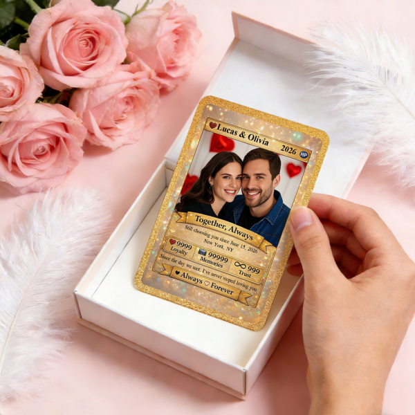 Personalized Valentine’s Day Power Couple Card, Custom Anniversary Card Couple Photo Anime Style, Best Valentine's Day Gift for Lover