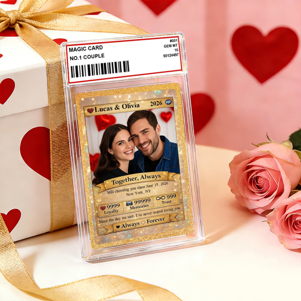 Personalized Valentine’s Day Power Couple Card, Custom Anniversary Card Couple Photo Anime Style, Best Valentine's Day Gift for Lover