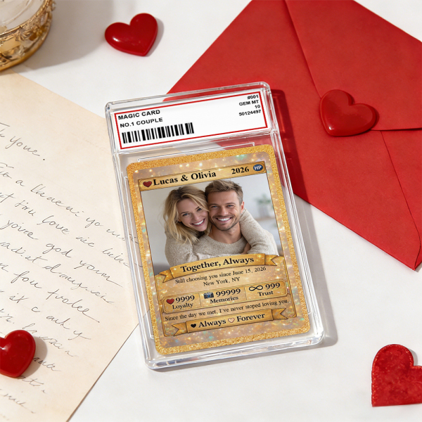 Personalized Valentine’s Day Power Couple Card, Custom Anniversary Card Couple Photo Anime Style, Best Valentine's Day Gift for Lover