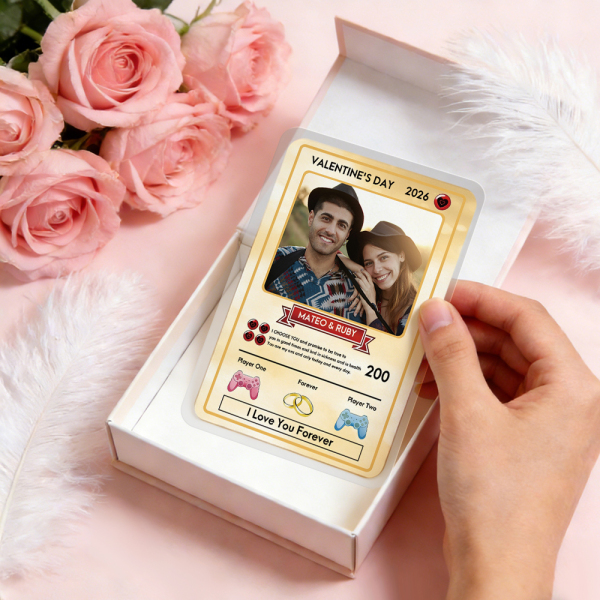 Personalized Valentine’s Day Power Couple Card, Custom Anniversary Card Couple Photo Anime Style, Best Valentine's Day Gift for Lover