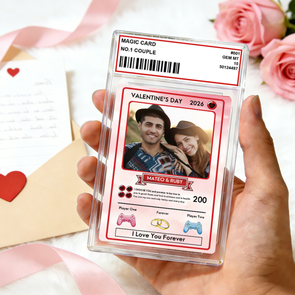 Personalized Valentine’s Day Power Couple Card, Custom Anniversary Card Couple Photo Anime Style, Best Valentine's Day Gift for Lover
