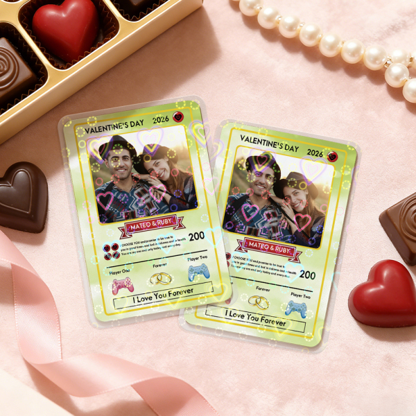 Personalized Valentine’s Day Power Couple Card, Custom Anniversary Card Couple Photo Anime Style, Best Valentine's Day Gift for Lover