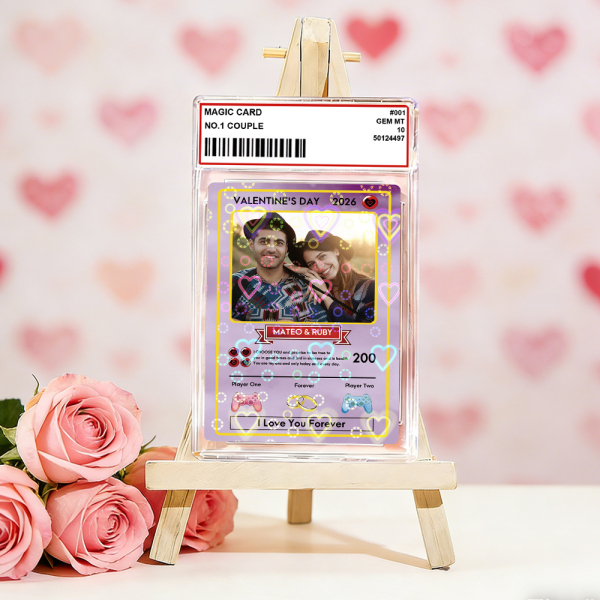 Personalized Valentine’s Day Power Couple Card, Custom Anniversary Card Couple Photo Anime Style, Best Valentine's Day Gift for Lover