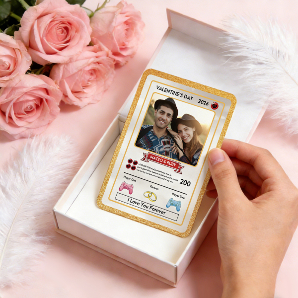 Personalized Valentine’s Day Power Couple Card, Custom Anniversary Card Couple Photo Anime Style, Best Valentine's Day Gift for Lover