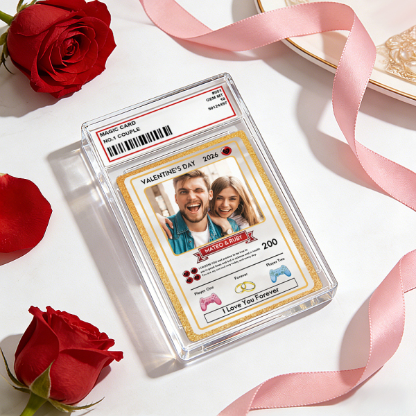 Personalized Valentine’s Day Power Couple Card, Custom Anniversary Card Couple Photo Anime Style, Best Valentine's Day Gift for Lover