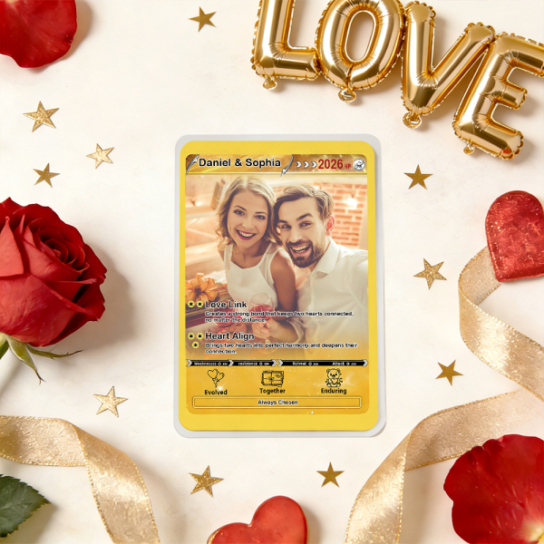 Personalized Valentine’s Day Power Couple Card, Custom Anniversary Card Couple Photo Anime Style, Best Valentine's Day Gift for Lover