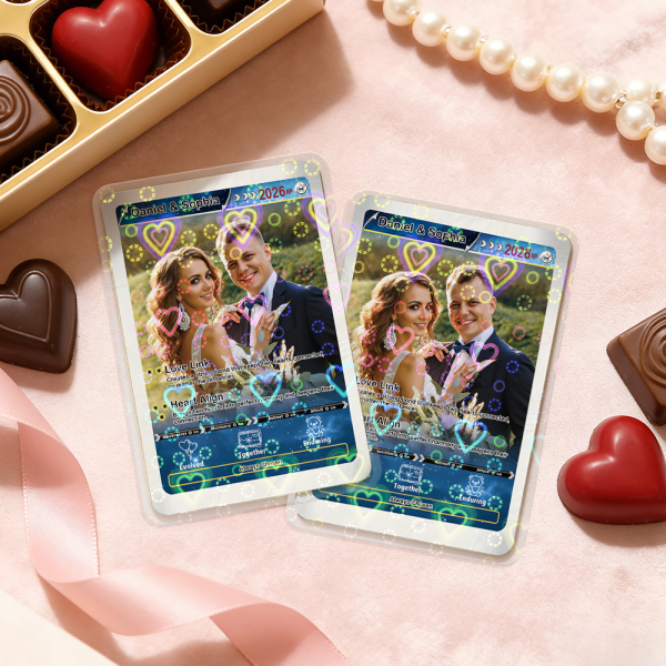 Personalized Valentine’s Day Power Couple Card, Custom Anniversary Card Couple Photo Anime Style, Best Valentine's Day Gift for Lover