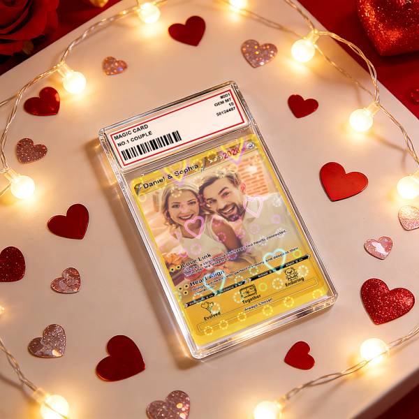 Personalized Valentine’s Day Power Couple Card, Custom Anniversary Card Couple Photo Anime Style, Best Valentine's Day Gift for Lover