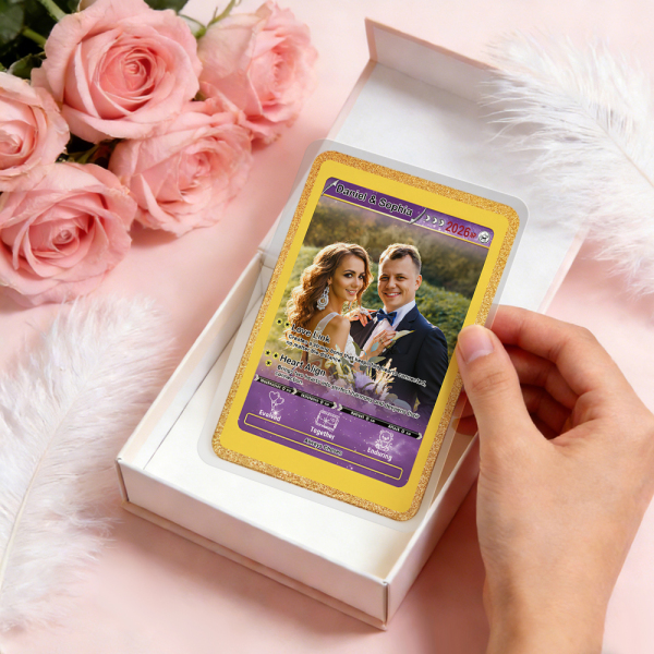Personalized Valentine’s Day Power Couple Card, Custom Anniversary Card Couple Photo Anime Style, Best Valentine's Day Gift for Lover