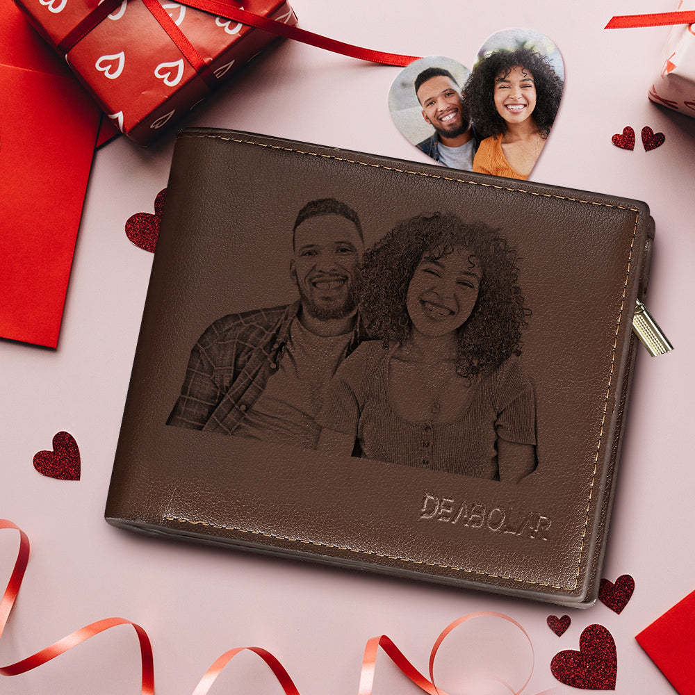 Gifts For Men Personalized Photo Wallet For Men Custom Photo Engraved Wallet