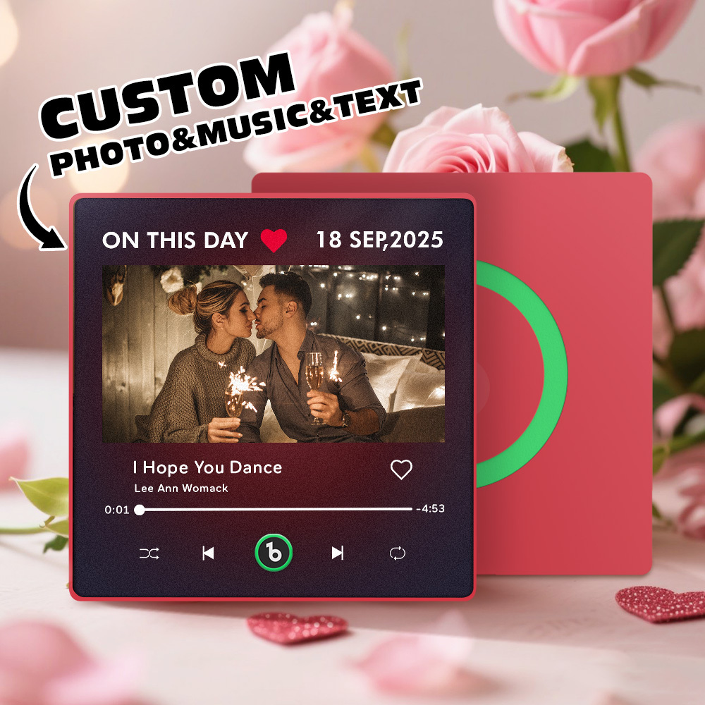 Customized Dark Purple Gradient Background Refrigerator Magnet Customized Romantic Date Custom Photo Music Refrigerator Magnet For Her