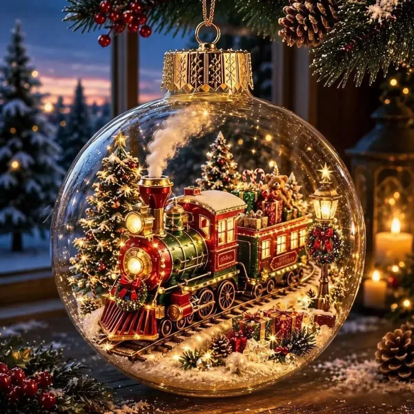 Enchanted Christmas Glow Ornament Miniature Holiday Scene Keepsake Best Christmas Gift for Family