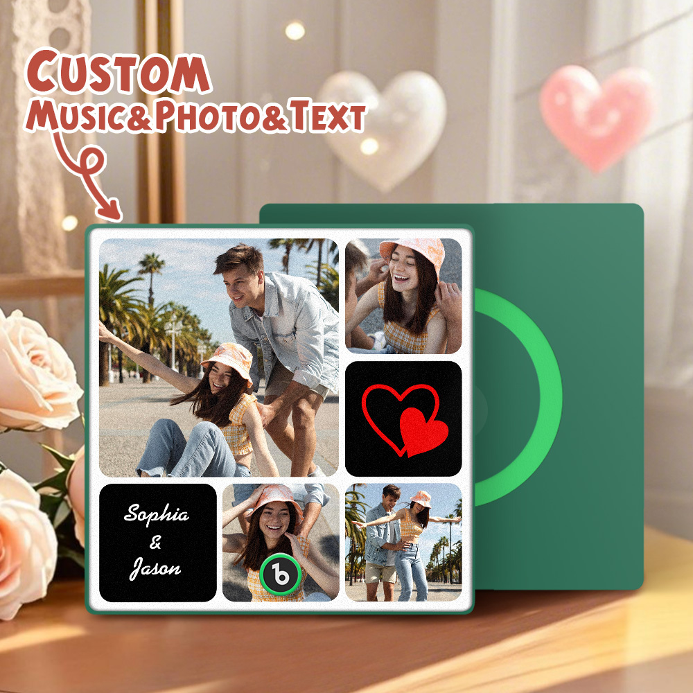 Custom Music Fridge Magnets Valentine's Day Gifts Custom Music Fridge Magnet Colorful Frame Album Fridge Magnet Can Play Songs Gift for Couple