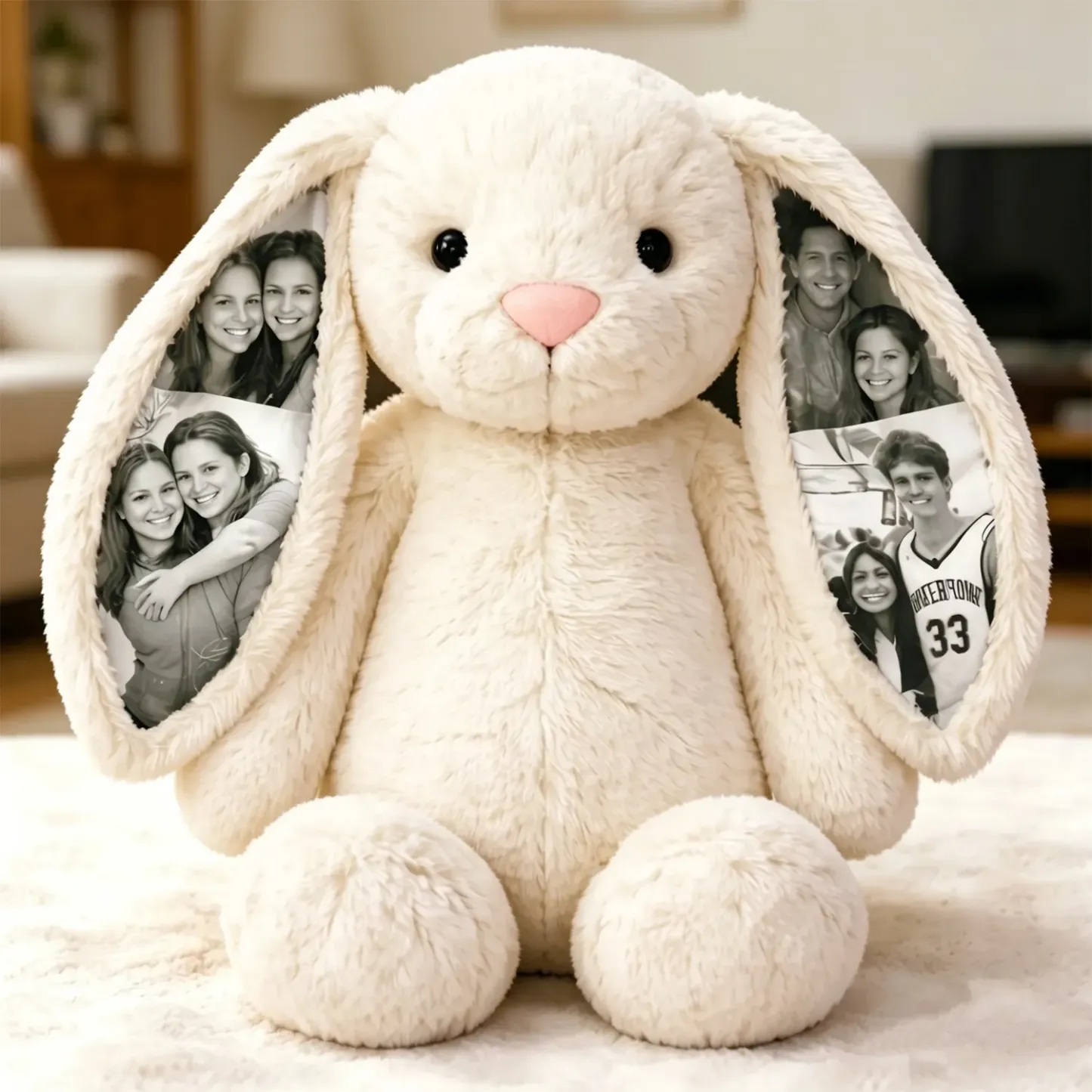Personalized Voice Recording Bunny Plush – Custom Photo Hidden Ear Rabbit, Recordable Message Stuffed Animal, Unique Anniversary Gift for Couples - Photowatch
