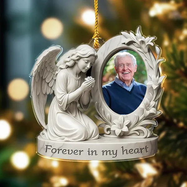 Custom Photo Forever In My Heart Memorial Acrylic Ornament - Photowatch