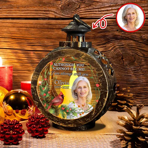 Custom Photo Beside You Memorial Candlelight Lantern Ornament