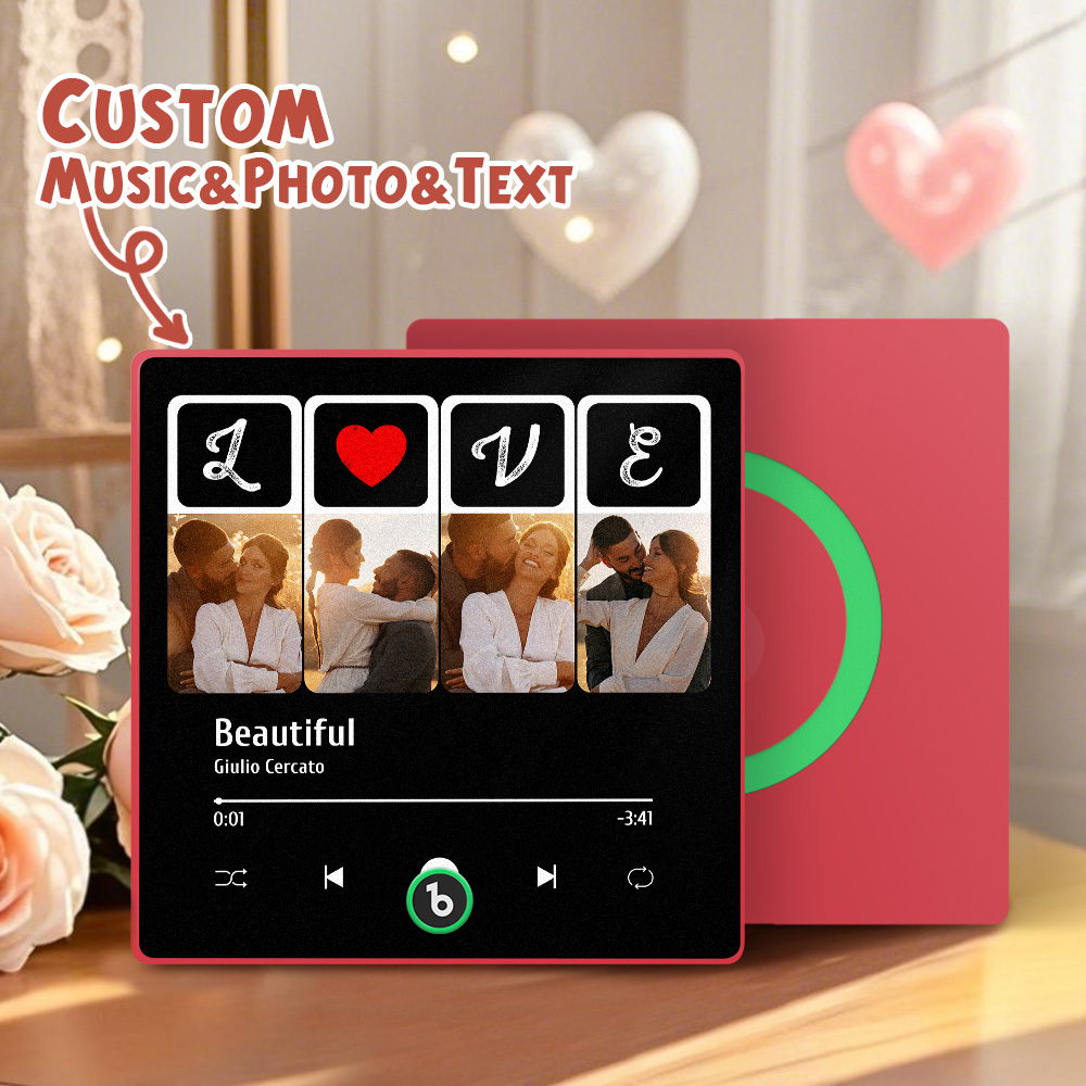 Custom Music Fridge Magnets Valentine's Day Gifts Custom Music Fridge Magnet Colorful Frame Album Fridge Magnet Can Play Songs Gift for Couple