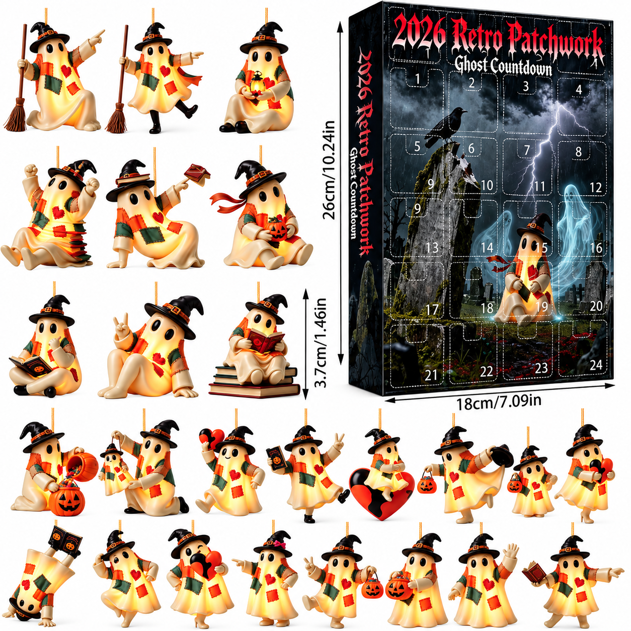 Halloween Advent Calendar 2026 24 Days Cute Ghost Acrylic Charms Countdown Calendar Spooky Halloween Decorations Gift