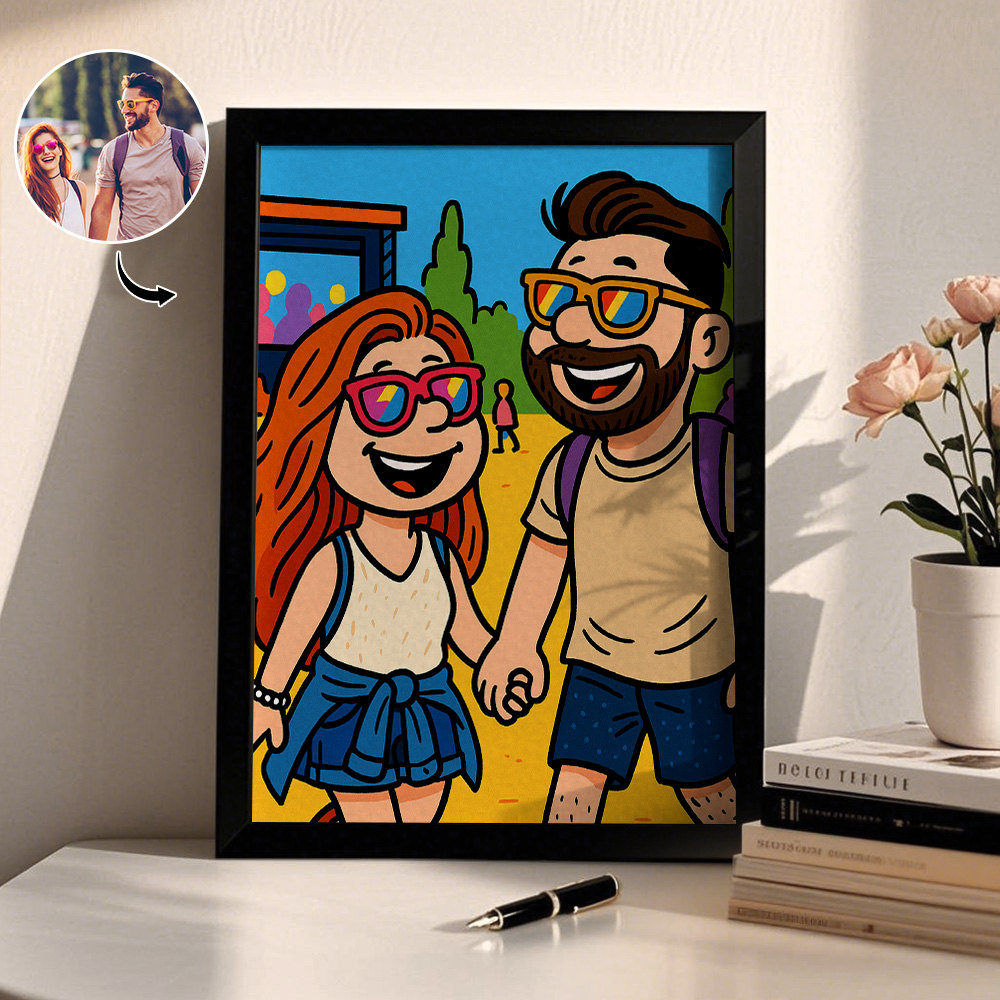 Custom Photo Cartoon Wooden Frame Decorations Romantic Decor Plaque Gifts for Lover