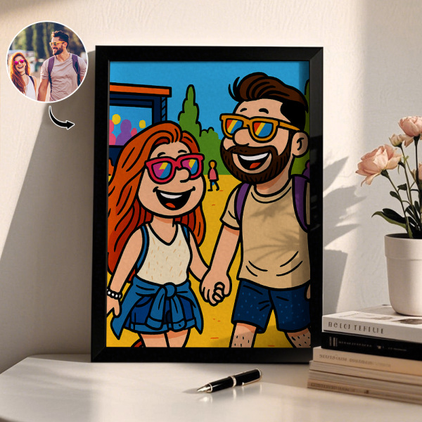 Custom Photo Cartoon Wooden Frame Decorations Romantic Decor Plaque Gifts