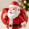 Santa Claus Figurine Pen Holder - Christmas Santa with Toy Sack Desk Organizer, Holiday Office Decor & Gift for Coworkers, Teachers & Family
