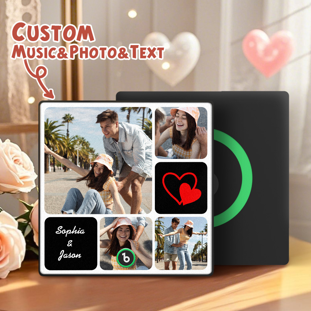 Custom Music Fridge Magnets Valentine's Day Gifts Custom Music Fridge Magnet Colorful Frame Album Fridge Magnet Can Play Songs Gift for Couple