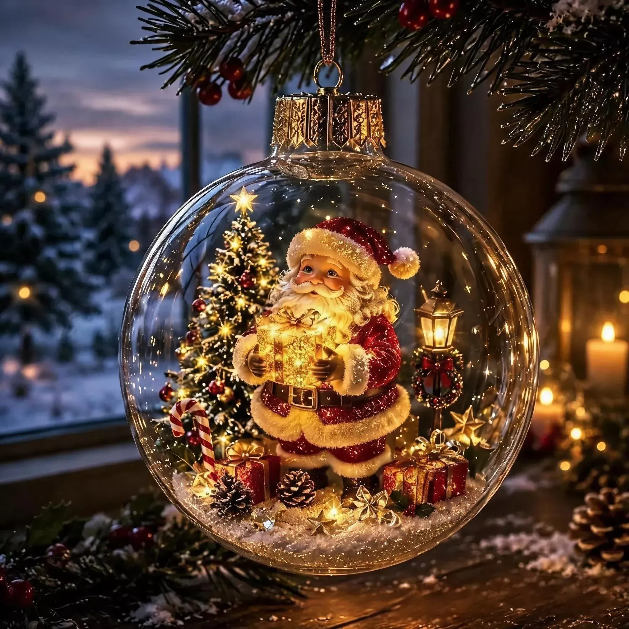 Enchanted Christmas Glow Ornament Miniature Holiday Scene Keepsake Best Christmas Gift for Family