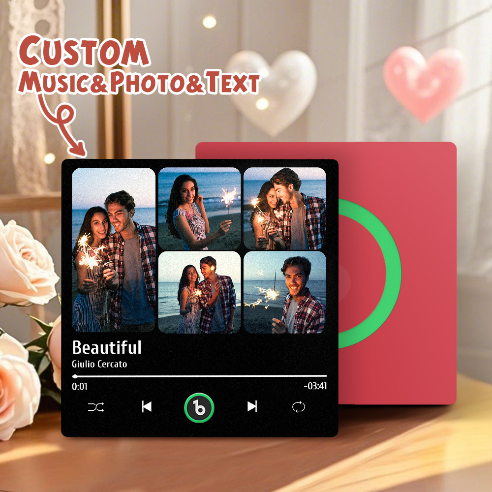 Custom Music Fridge Magnets Valentine's Day Gifts Custom Music Fridge Magnet Colorful Frame Album Fridge Magnet Can Play Songs Gift for Couple