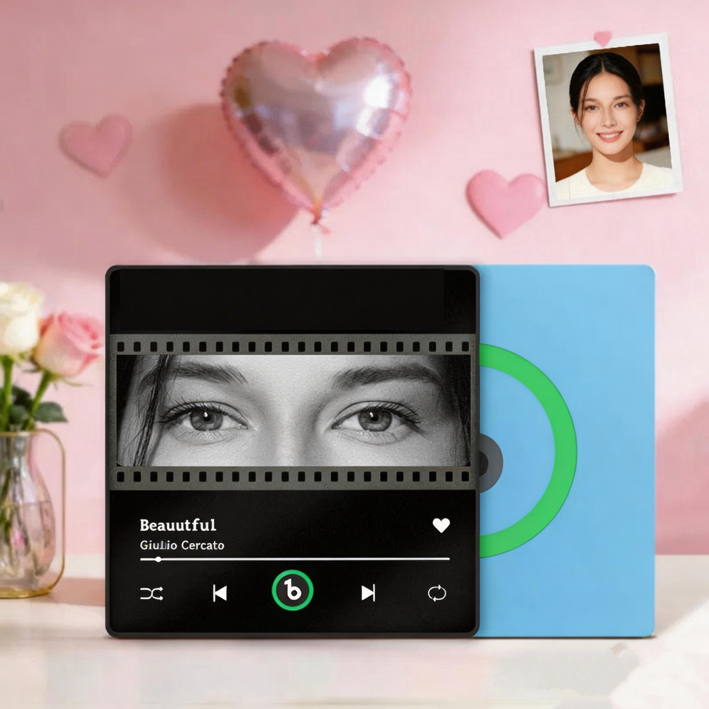 Custom Photo Music Fridge Magnet with Your Lover's Eyes Photos That Can Be Played Song Unique Gift for Her