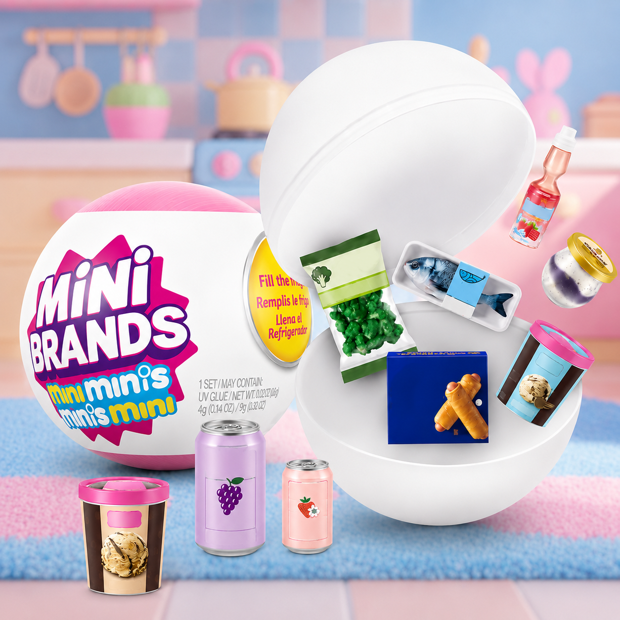 Mini Fridge Blind Box Toy Set, Cute Mini Fridge Blind Box, Tiny Food Collectibles & Surprise Miniatures, DIY Play Fridge for Collectors