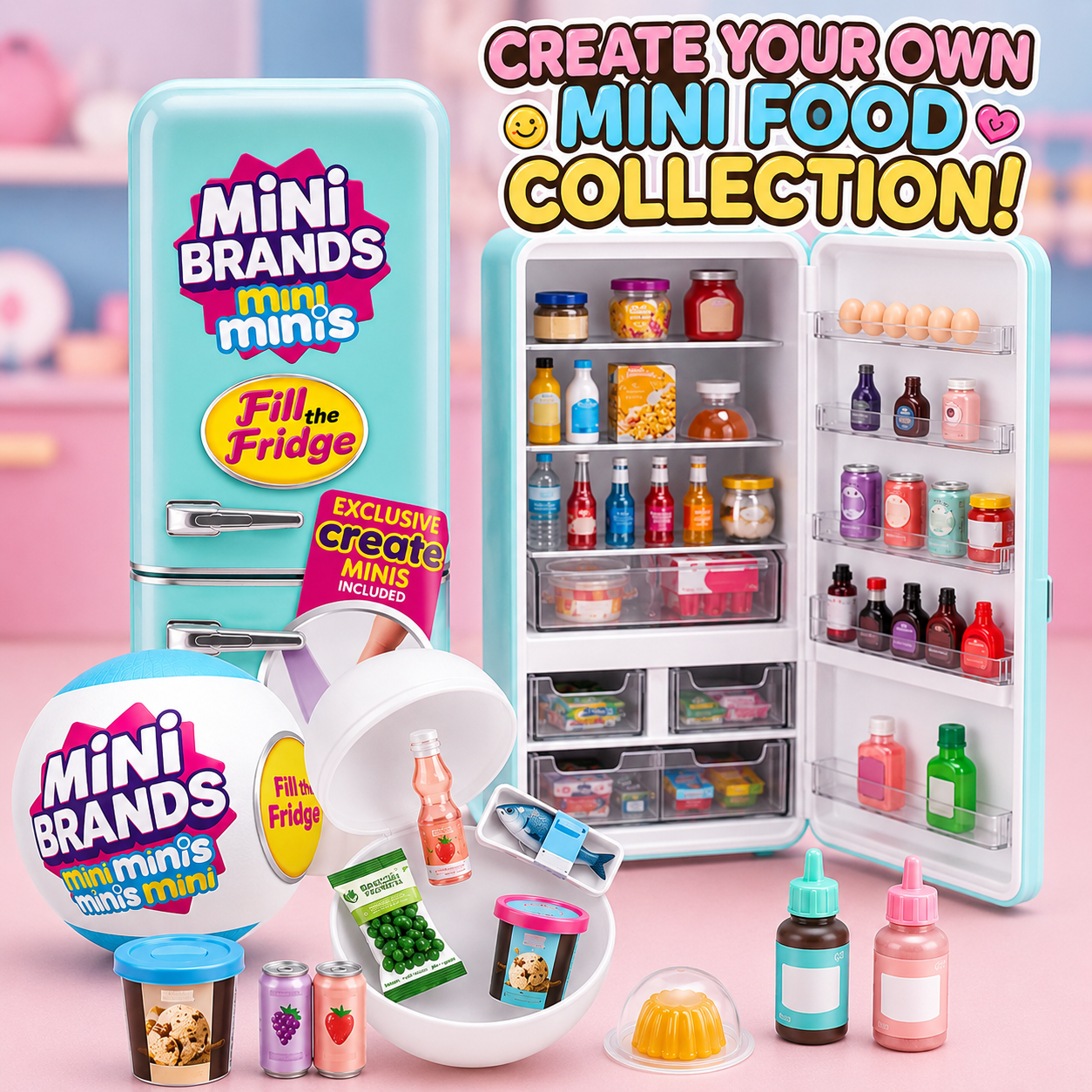 Mini Fridge Blind Box Toy Set, Cute Mini Fridge Blind Box, Tiny Food Collectibles & Surprise Miniatures, DIY Play Fridge for Collectors