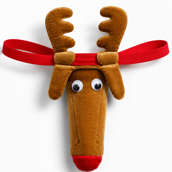 Mens Funny Reindeer Novelty Jockstrap with Plush Antlers and Red Nose Christmas Gift for Him