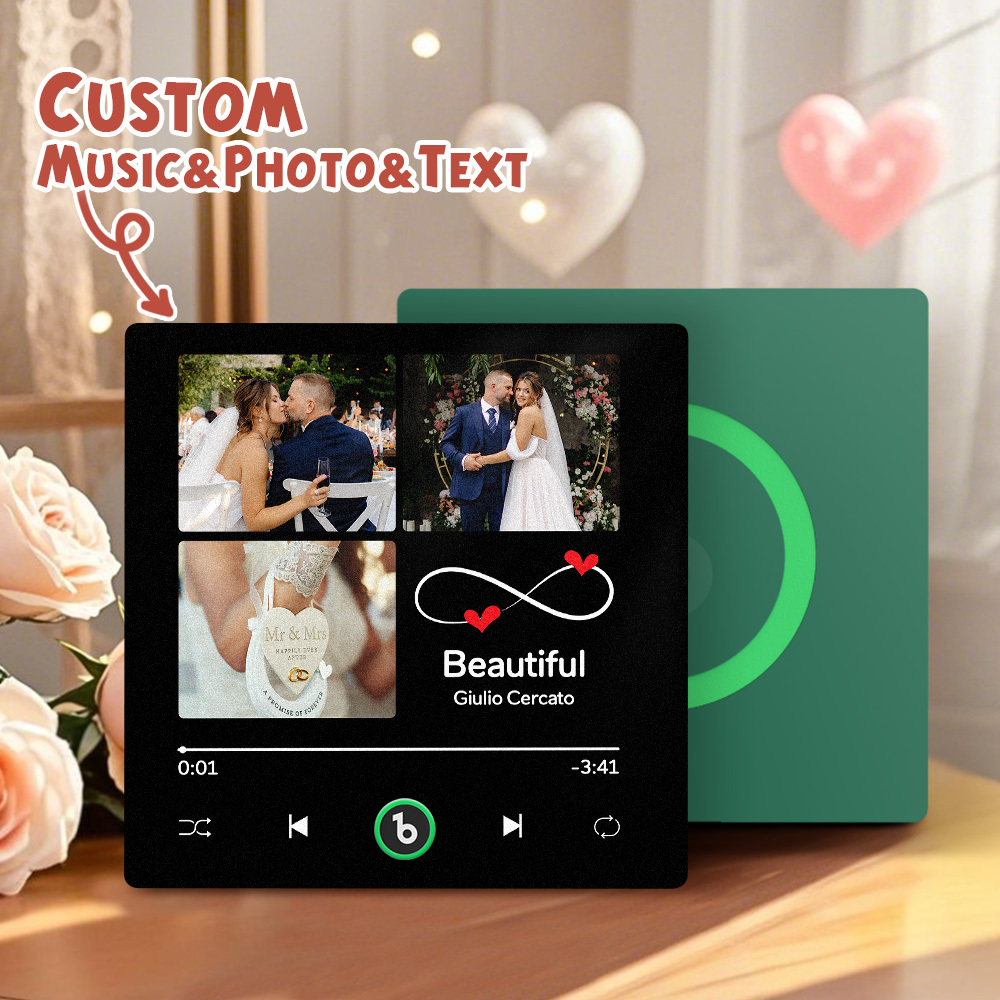 Custom Music Fridge Magnets Valentine's Day Gifts Custom Music Fridge Magnet Colorful Frame Album Fridge Magnet Can Play Songs Gift for Couple