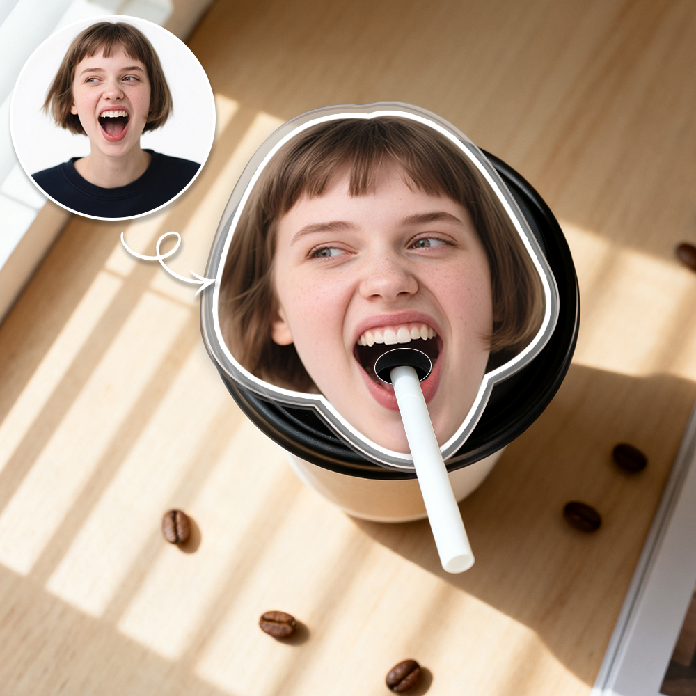 Custom Funny Face Straw Topper | Personalized Drink Cup Lid Insert | Hilarious Custom Gift