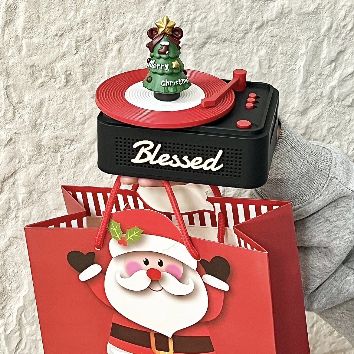 Christmas Retro Record Player Bluetooth Speaker | Rotating Christmas Tree Decor | Festive Gift with Music & Light