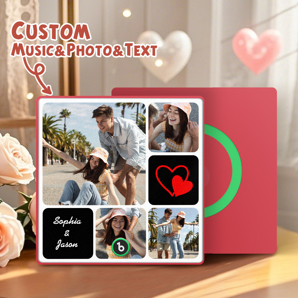 Custom Music Fridge Magnets Valentine's Day Gifts Custom Music Fridge Magnet Colorful Frame Album Fridge Magnet Can Play Songs Gift for Couple