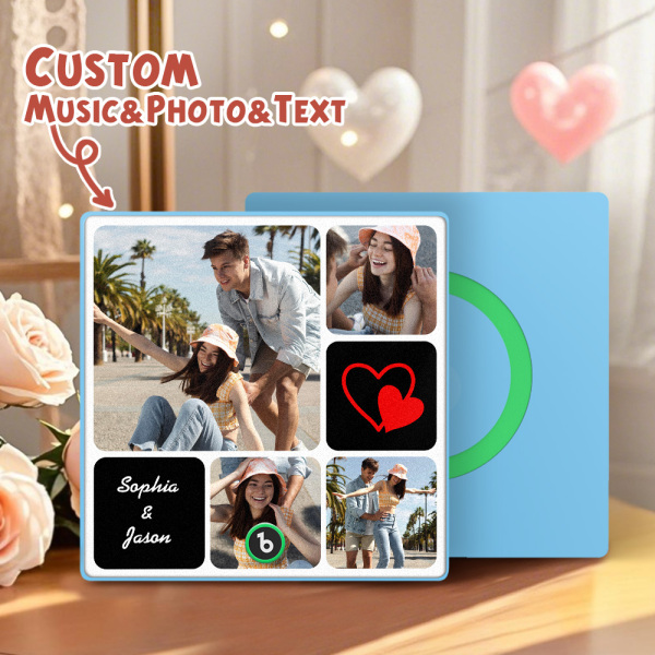 Custom Music Fridge Magnets Valentine's Day Gifts Custom Music Fridge Magnet Colorful Frame Album Fridge Magnet Can Play Songs Gift for Couple